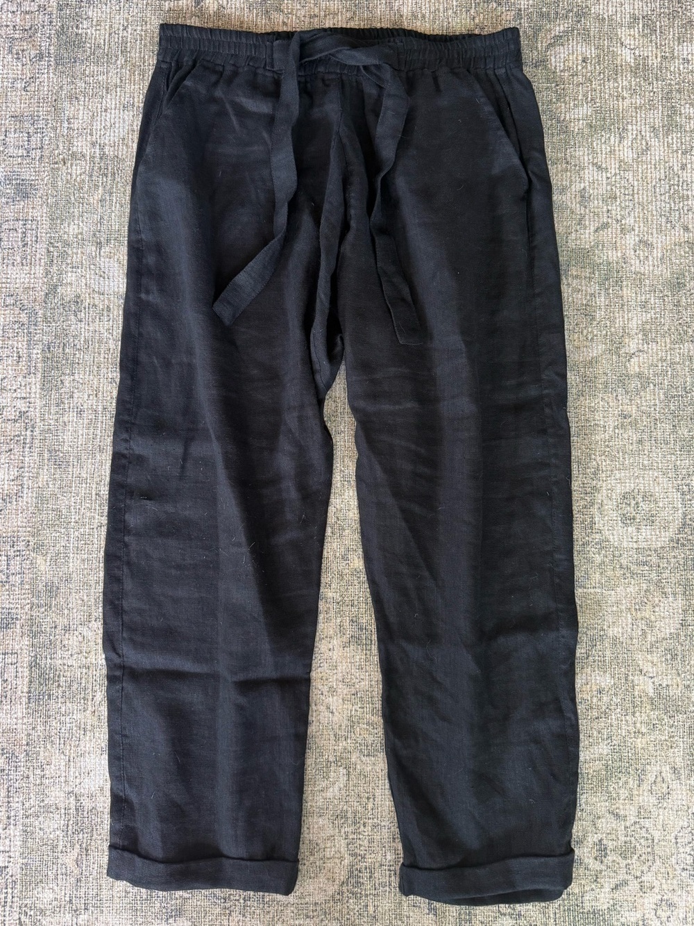 NWOT Jan Hilmer 100% Linen Black Pants Flowy Alternative Handcrafted XL